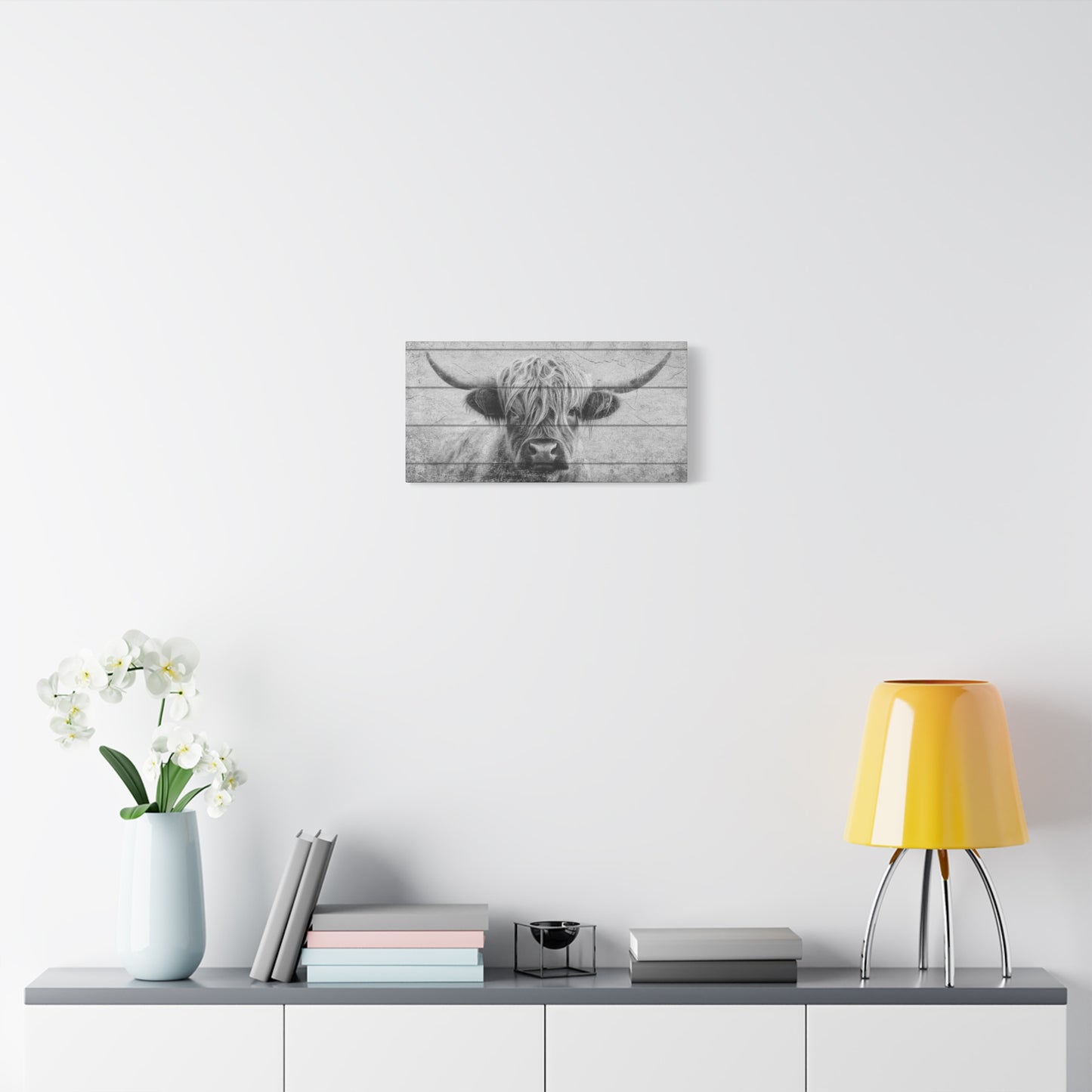 Highland Cow - Black & White - Plank