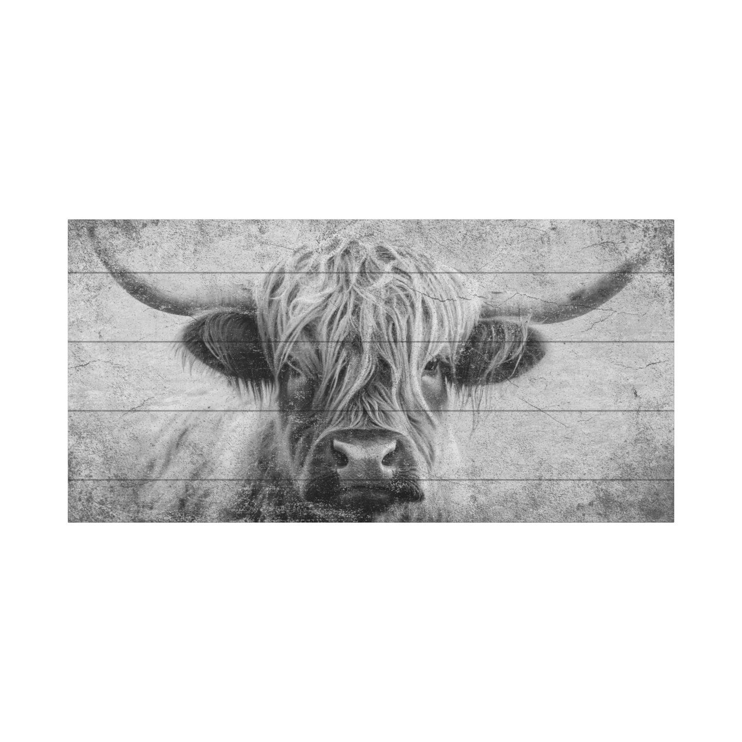 Highland Cow - Black & White - Plank