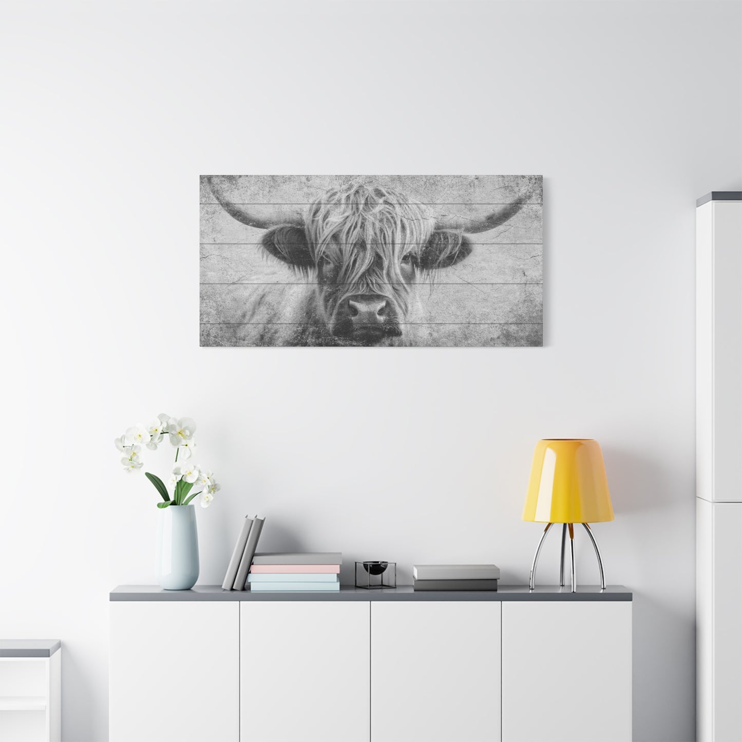 Highland Cow - Black & White - Plank