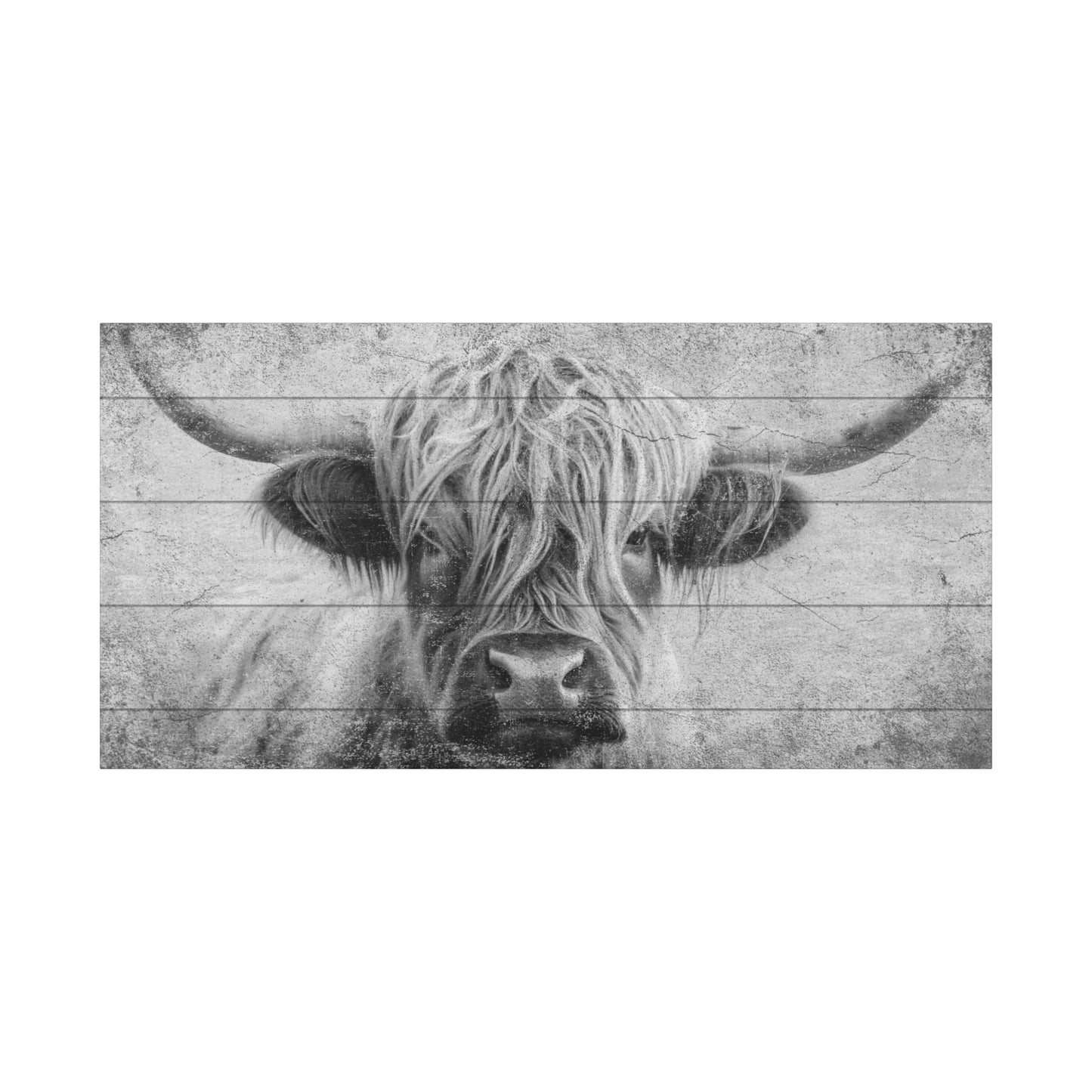 Highland Cow - Black & White - Plank