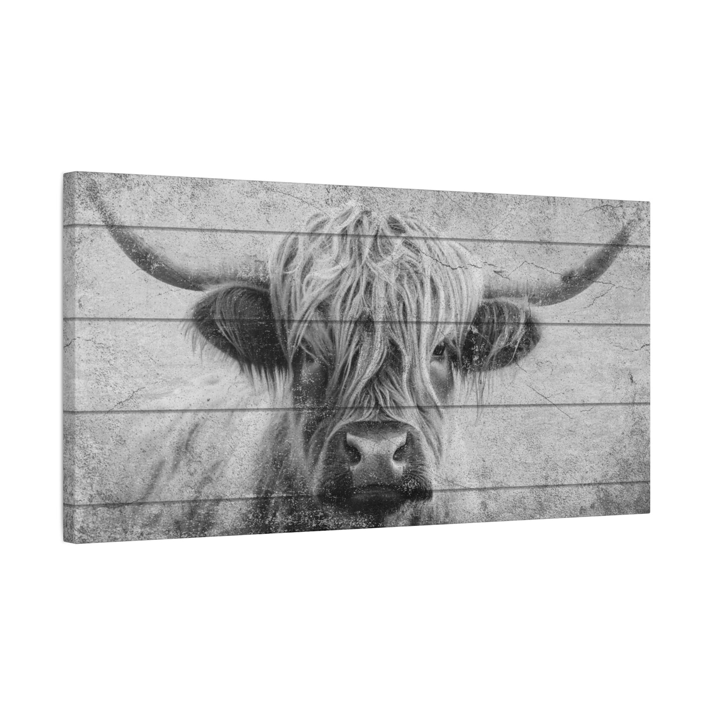 Highland Cow - Black & White - Plank