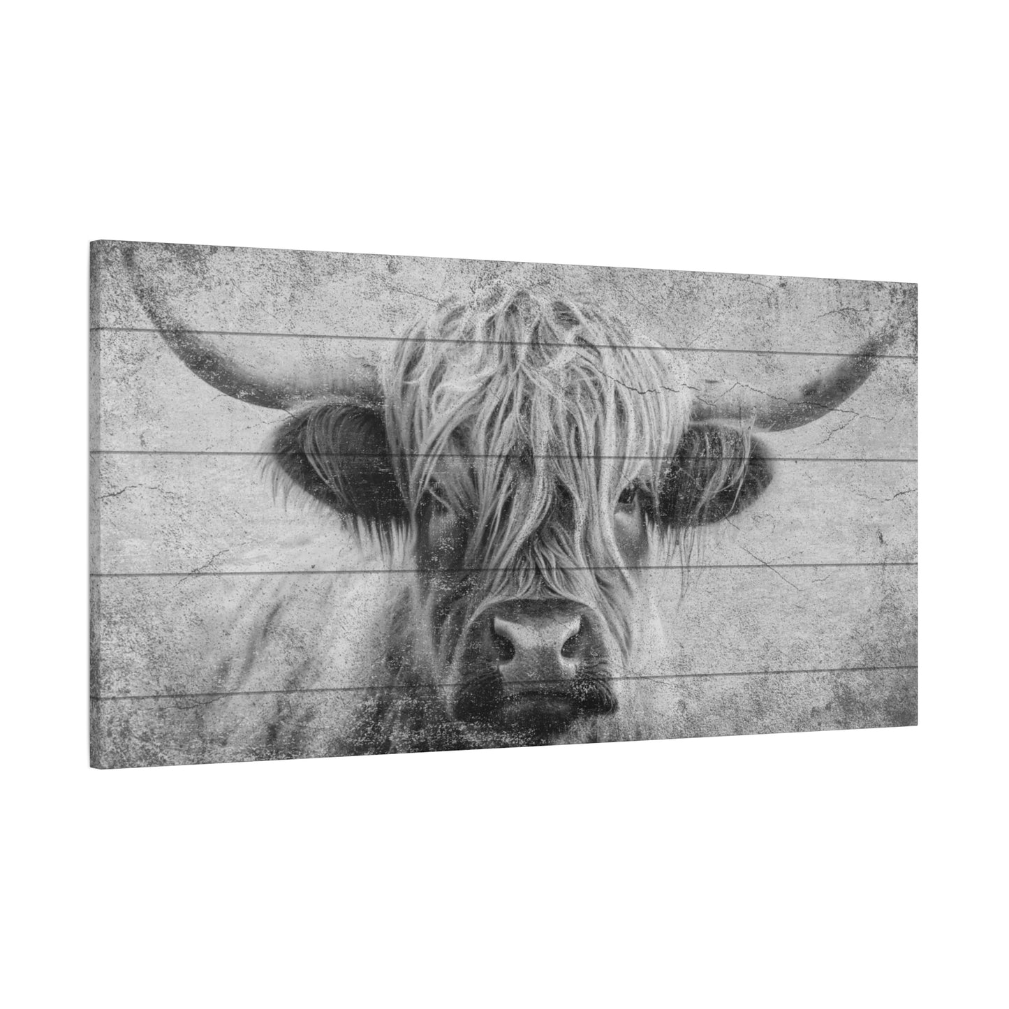 Highland Cow - Black & White - Plank