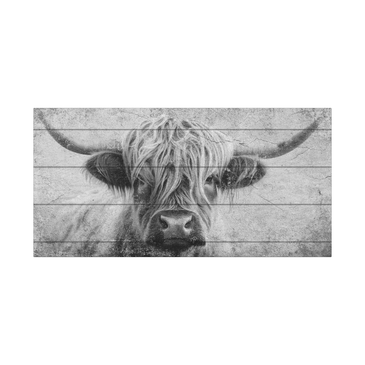 Highland Cow - Black & White - Plank