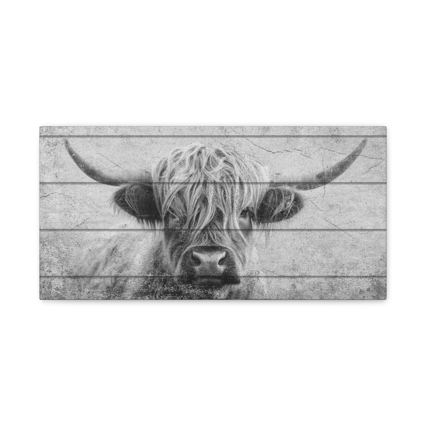 Highland Cow - Black & White - Plank