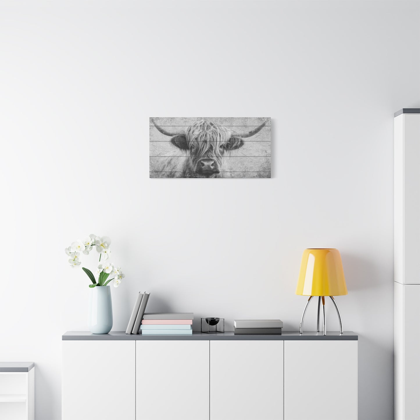 Highland Cow - Black & White - Plank